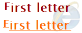 Screenshot of a heading with a floated larger first-letter in IE