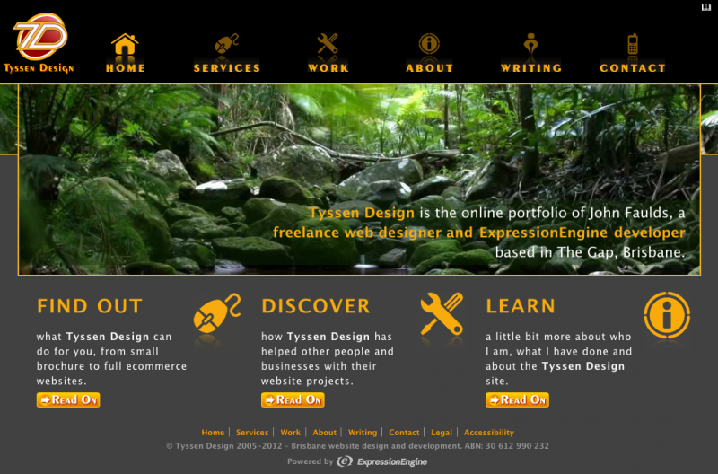 Screenshot of version 2 of the Tyssen Design website